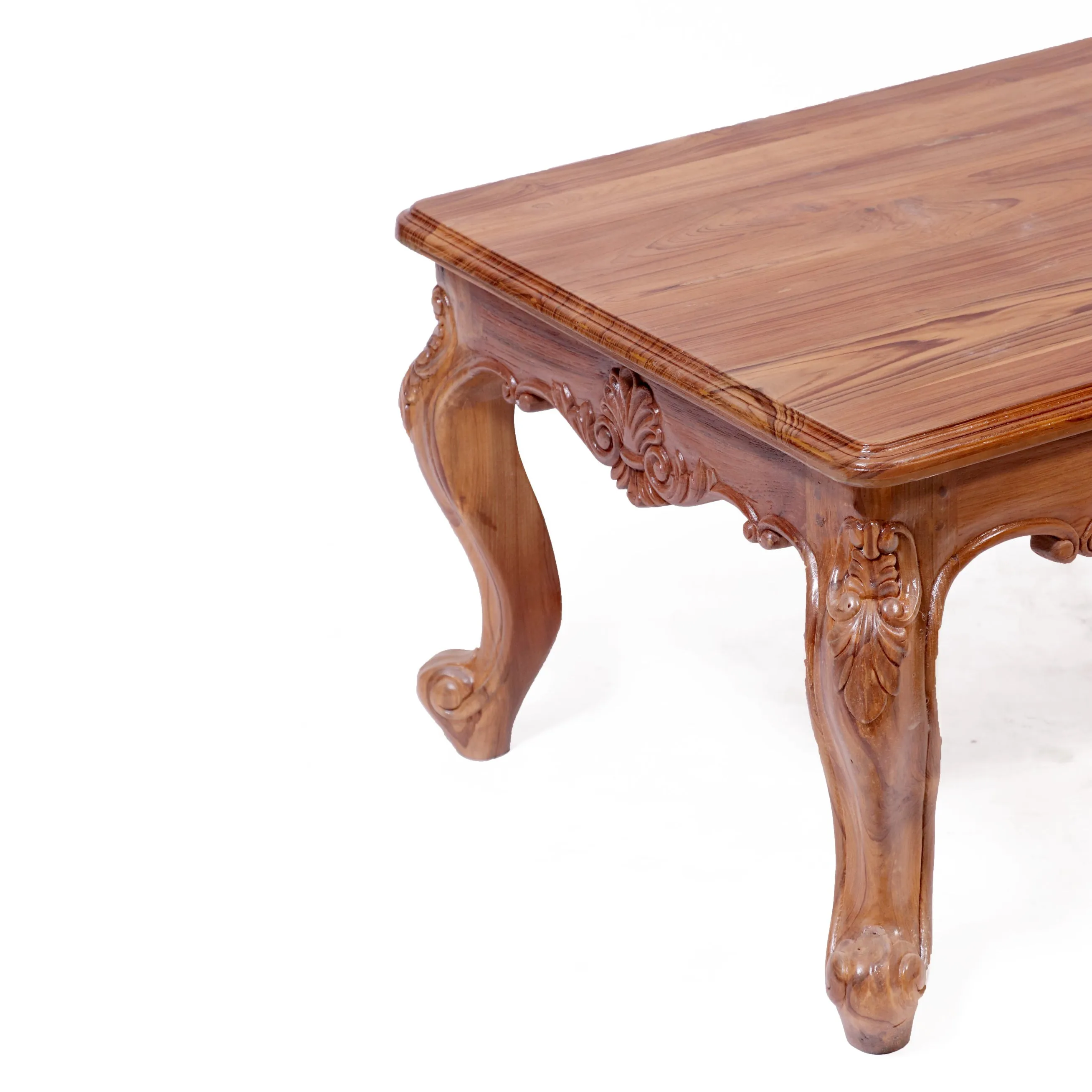 Intricate carved french royal teak center table