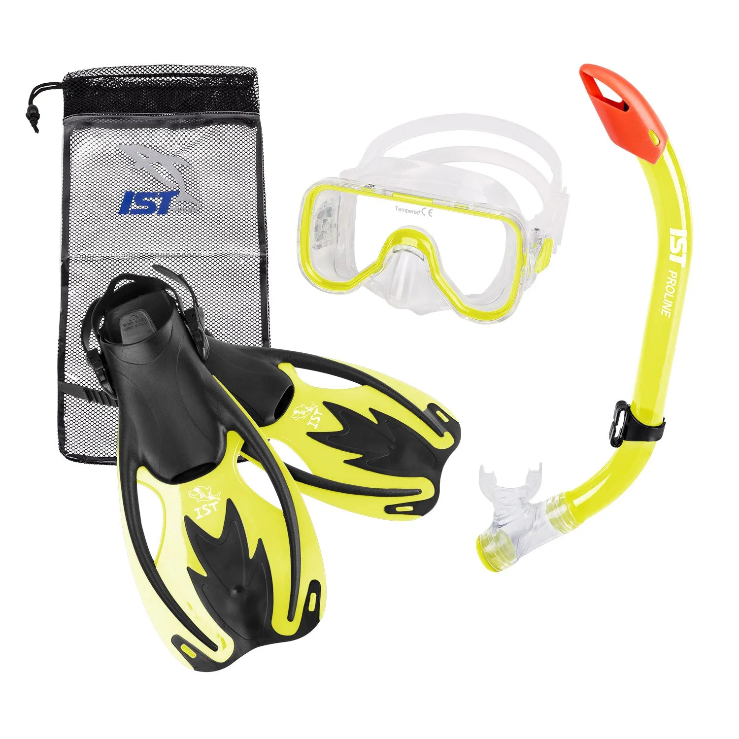 IST CF710809 Kids Snorkeling Set: M71 Mask, SNK08 Snorkel, FK09 Fins & Bag