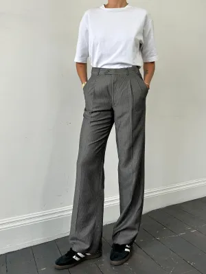 Italian Vintage High Waisted Straught Leg Raw Hem Tailored Trousers - W28