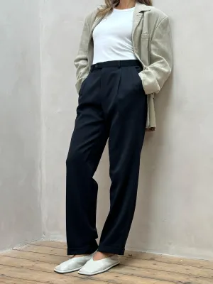 Italian Vintage Pure Wool High Waisted Tailored Trousers - W34