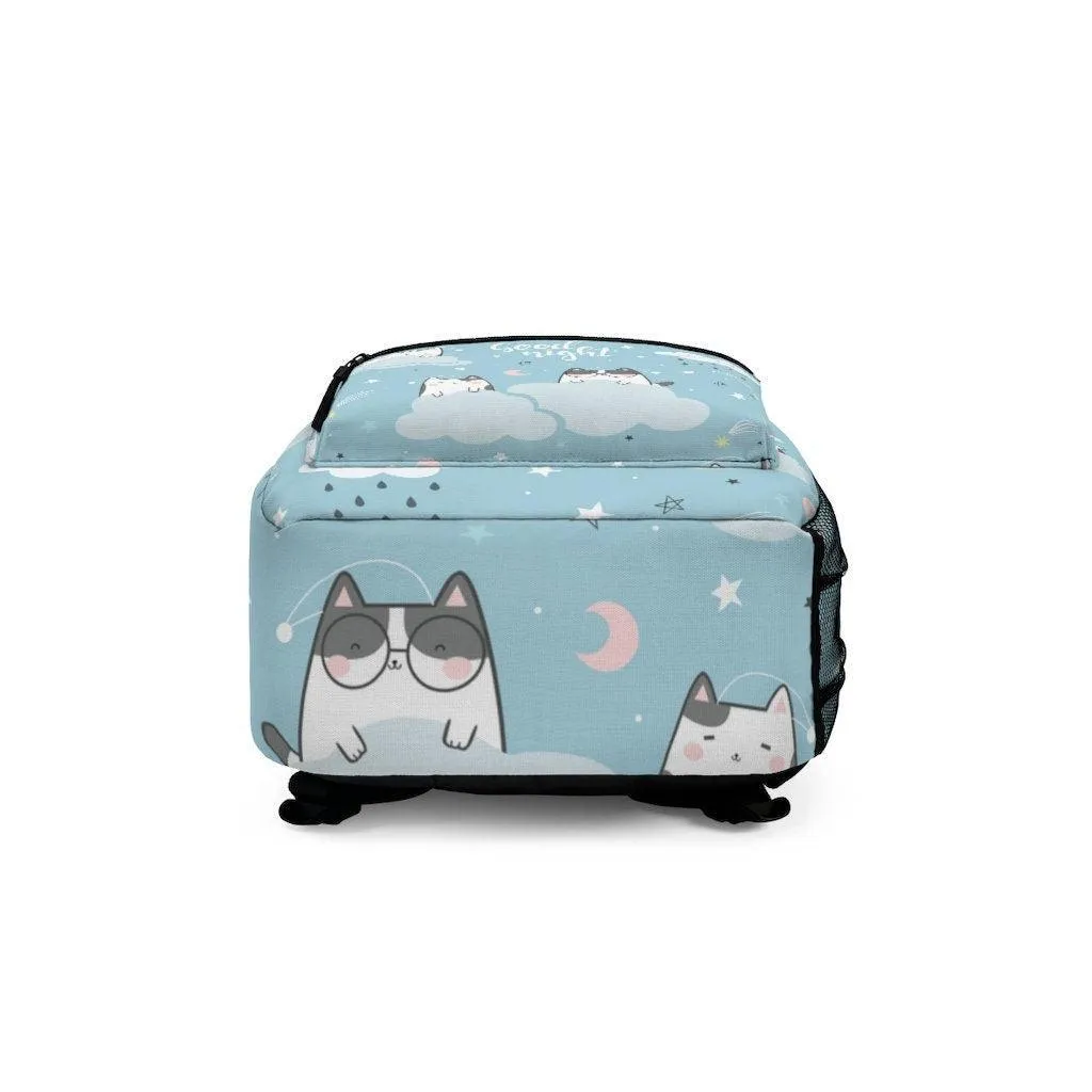 Kawaii Cats Sleeping Backpack, College Backpack, Teens Backpack everyday use, Travel Backpack, Weekend bag, Laptop Backpack