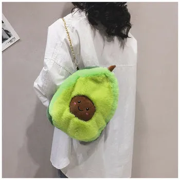 Kawaii Fluffy Avocado Plush Bag - Kawaii Bag