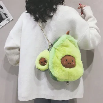 Kawaii Fluffy Avocado Plush Bag - Kawaii Bag