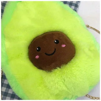 Kawaii Fluffy Avocado Plush Bag - Kawaii Bag