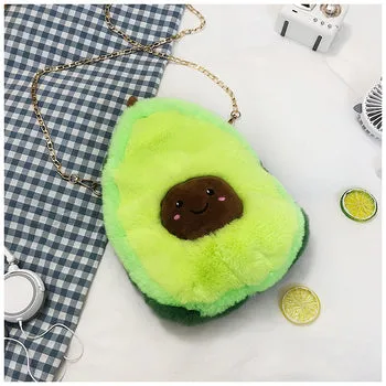 Kawaii Fluffy Avocado Plush Bag - Kawaii Bag