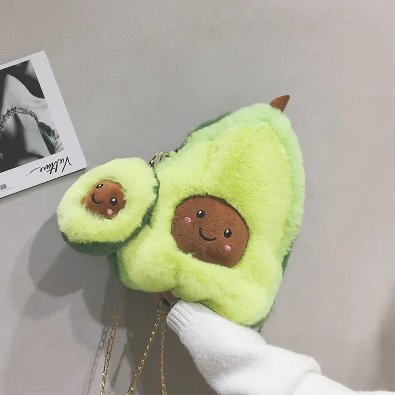 Kawaii Fluffy Avocado Plush Bag - Kawaii Bag