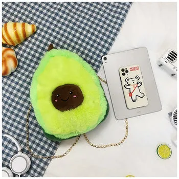 Kawaii Fluffy Avocado Plush Bag - Kawaii Bag