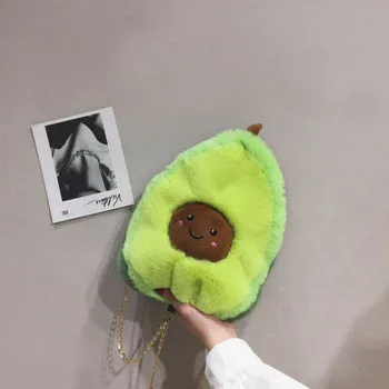 Kawaii Fluffy Avocado Plush Bag - Kawaii Bag