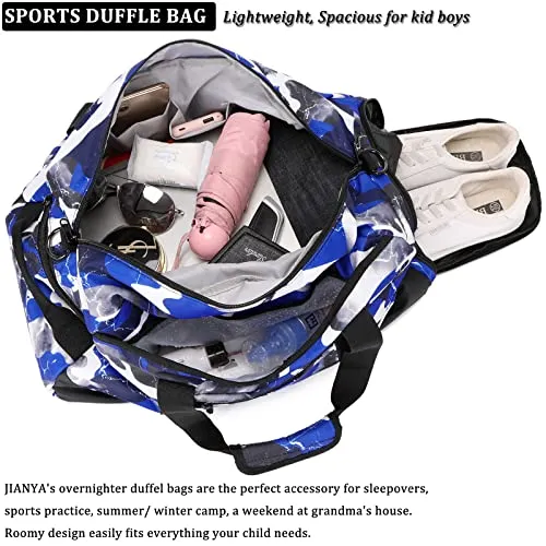 Kids Overnight Duffel Bag with Shoe Compartment & Wet Pocket