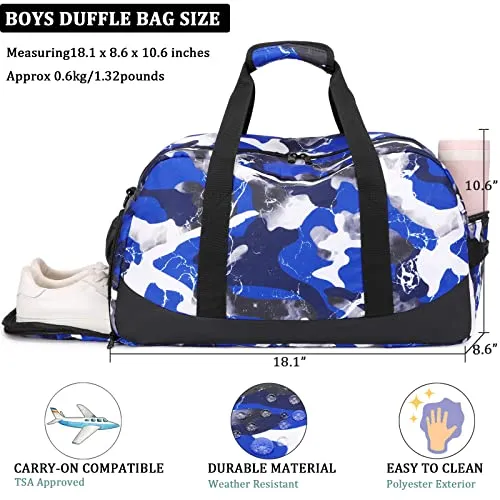 Kids Overnight Duffel Bag with Shoe Compartment & Wet Pocket