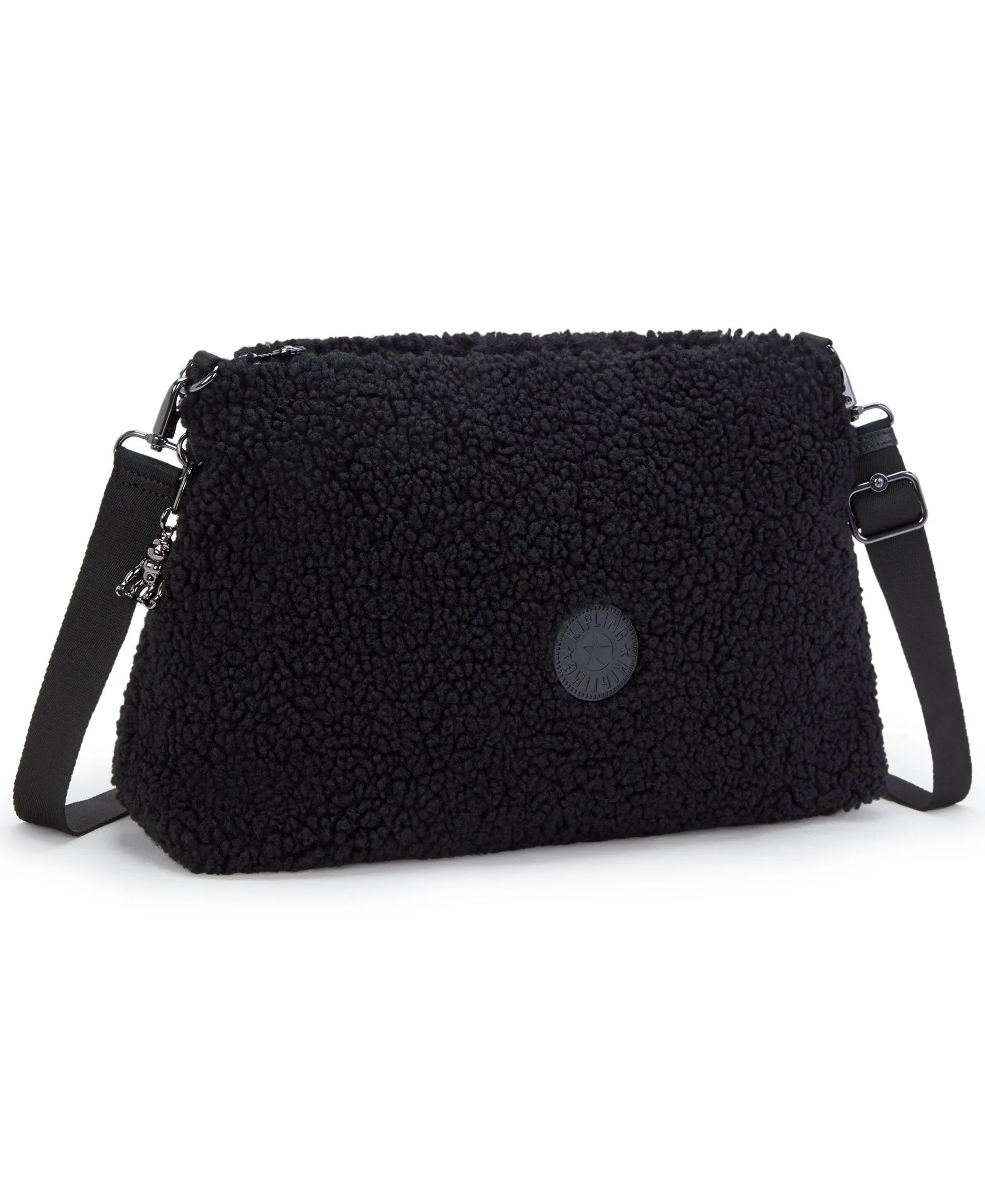 Kipling Pollie M Black Fuzz Medium Shoulderbag I6331-5PF