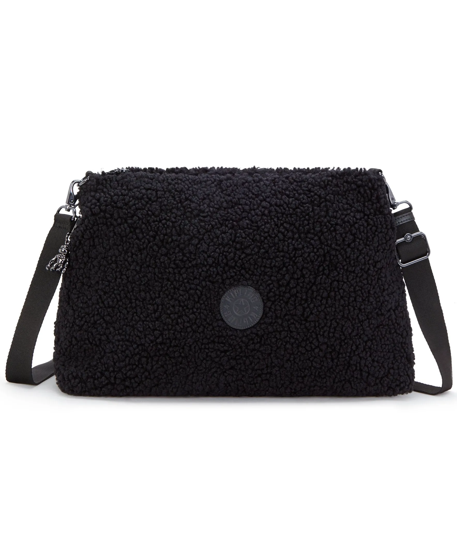 Kipling Pollie M Black Fuzz Medium Shoulderbag I6331-5PF