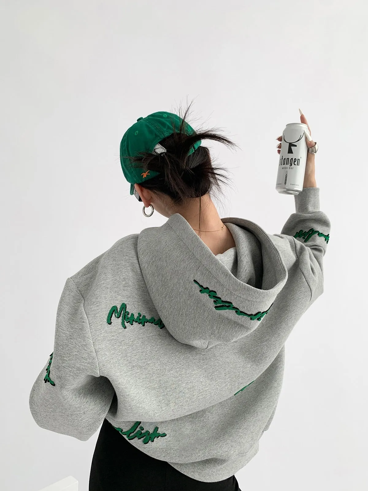 Knit Lettering Stylish Embroidery Hoddie