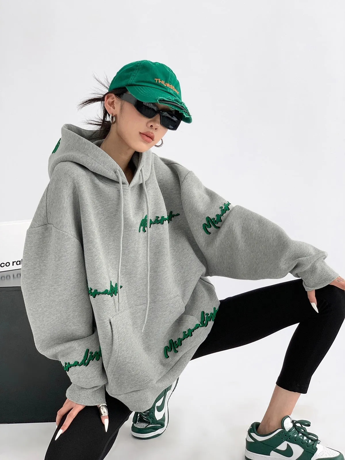 Knit Lettering Stylish Embroidery Hoddie