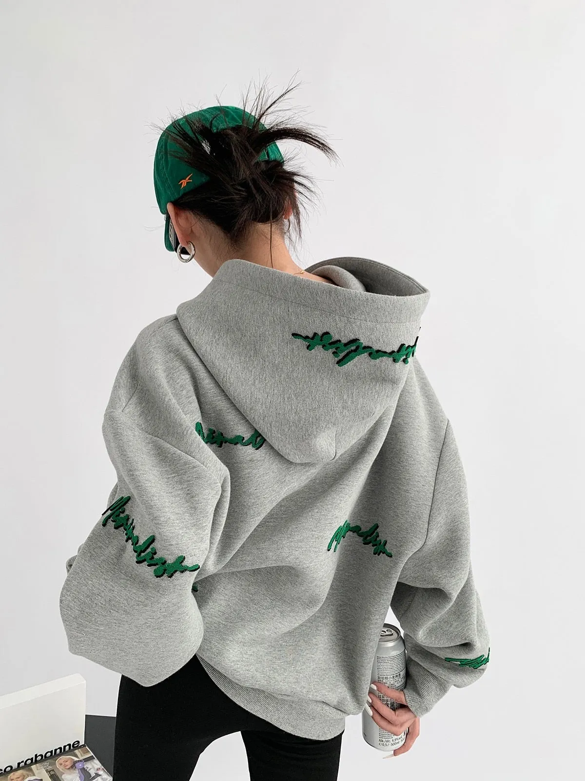 Knit Lettering Stylish Embroidery Hoddie