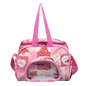 Kuber Industries Baby Diaper Bag | Maternity Diaper Changing Bag | Travel Diaper Bag | Diaper Bag for Mothers | Transparent D Pocket Baby Bag | Teddy Bear Diaper Bag with Straps | Pink