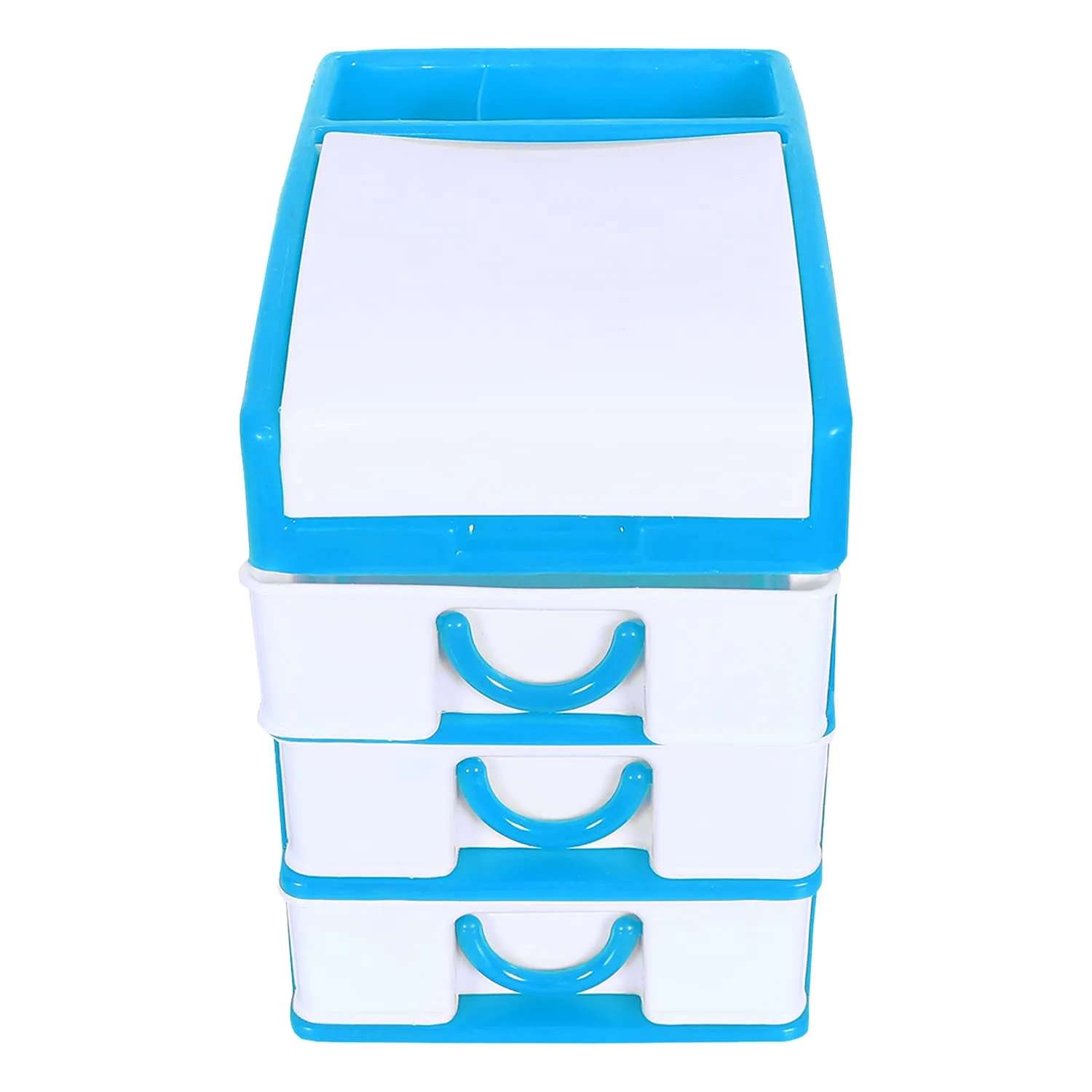 Kuber Industries Cabinet Organizer | Plastic Storage Drawer for Kitchen | Cabinet Box for Bedroom | Jewellery Storage Box | Drawer Organizer |Super-Star 3 1 | Blue