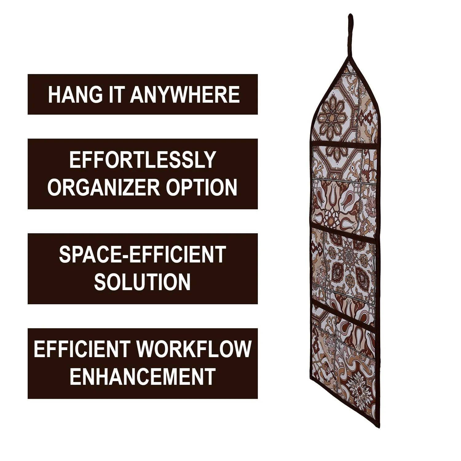 Kuber Industries Paper Holder | Foldable Hanging Organizer | PVC Star Design Document Holder | Wall Hanging Organizer with 3 Pocket | Pack of 2 | Brown