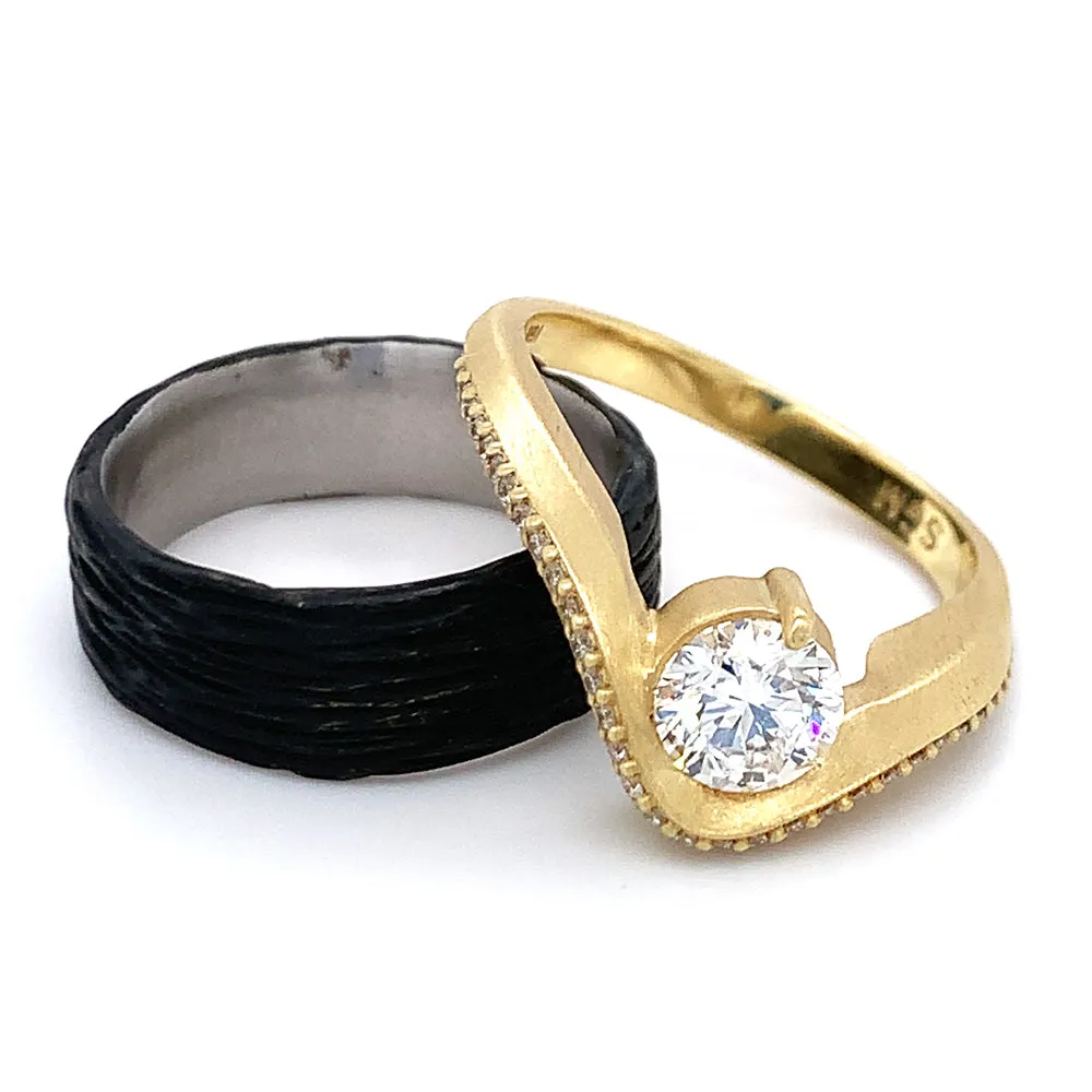 Lab Grown & Natural Diamond Ring - "Graceful Arc"