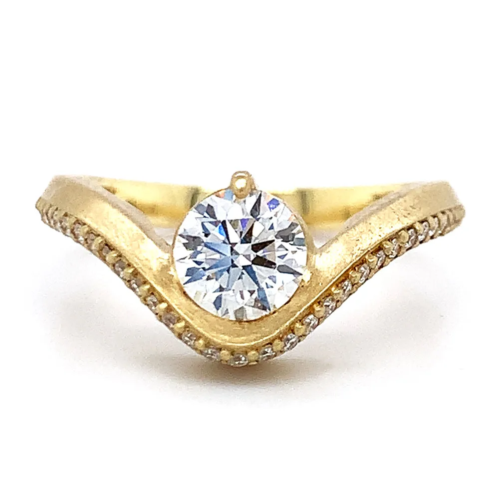 Lab Grown & Natural Diamond Ring - "Graceful Arc"