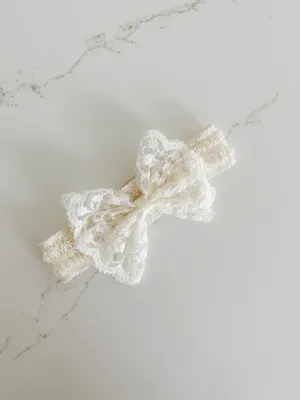 Lace Bow Headband - Cream