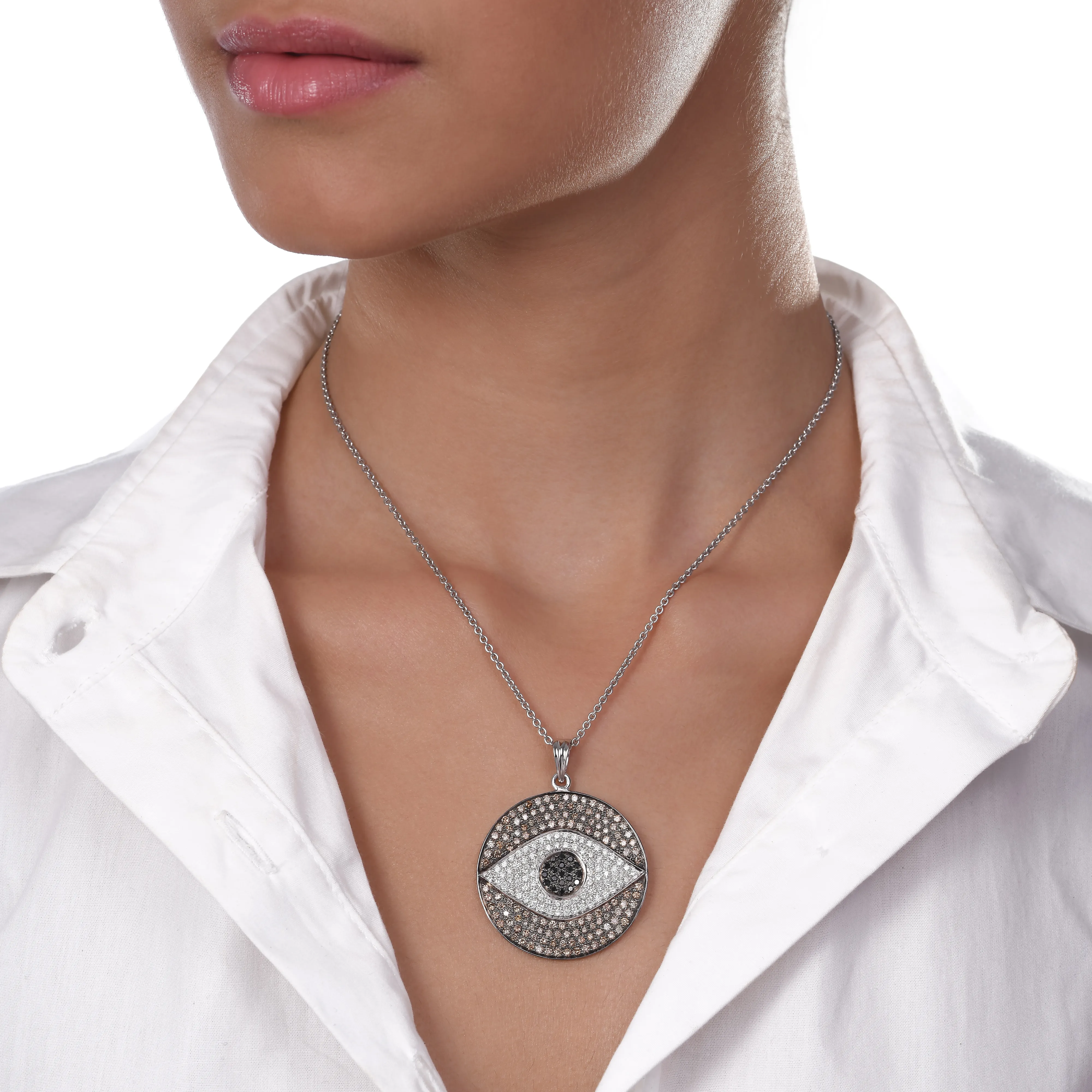 Large Evil Eye Diamond Chain Pendant