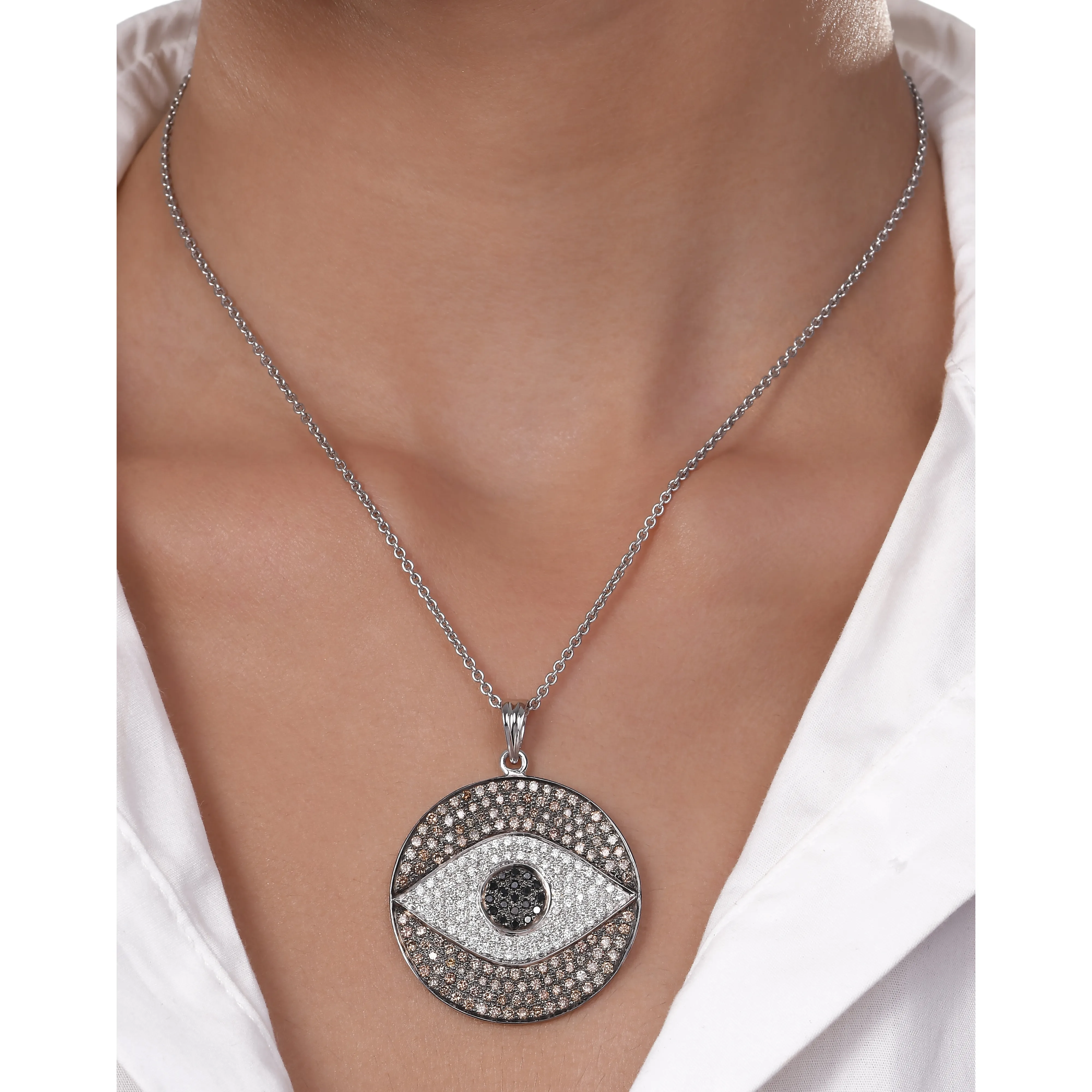 Large Evil Eye Diamond Chain Pendant