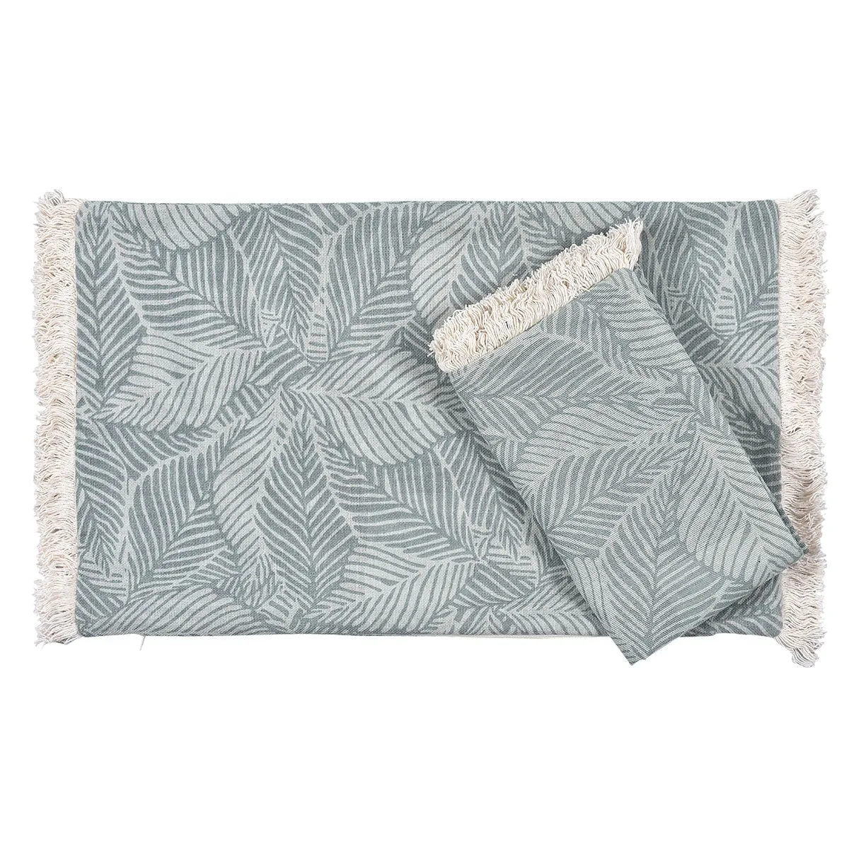 Leafy Serenity Printed Lumbar Cushion Cover - Set of 2