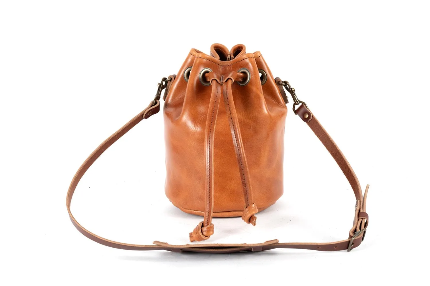 LEATHER BUCKET BAG - MEDIUM - CARAMEL