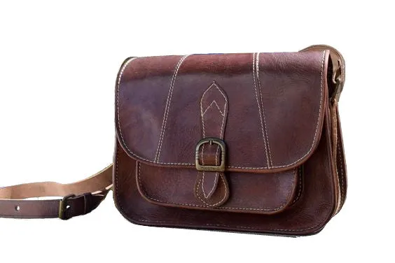 Leather Satchel Bag - Club Morocco - Brown