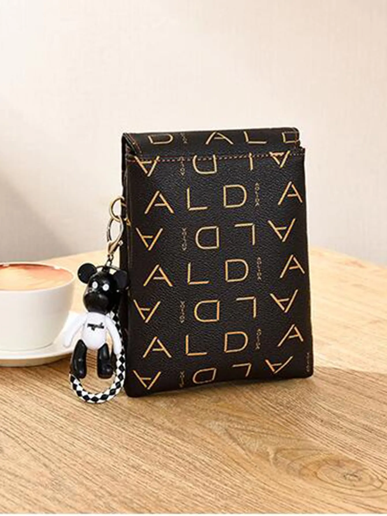 Letter Graphic Crossbody Bag With Bag Charm