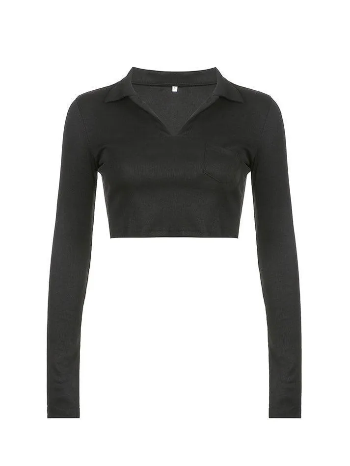 Long Sleeve Graceful Rib Crop Top