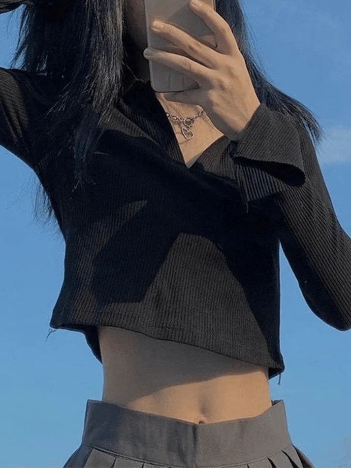 Long Sleeve Graceful Rib Crop Top