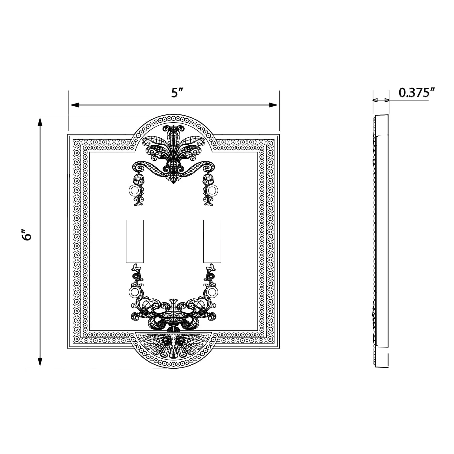 Meadows Switch Plate with Double Toggle in Antique Pewter