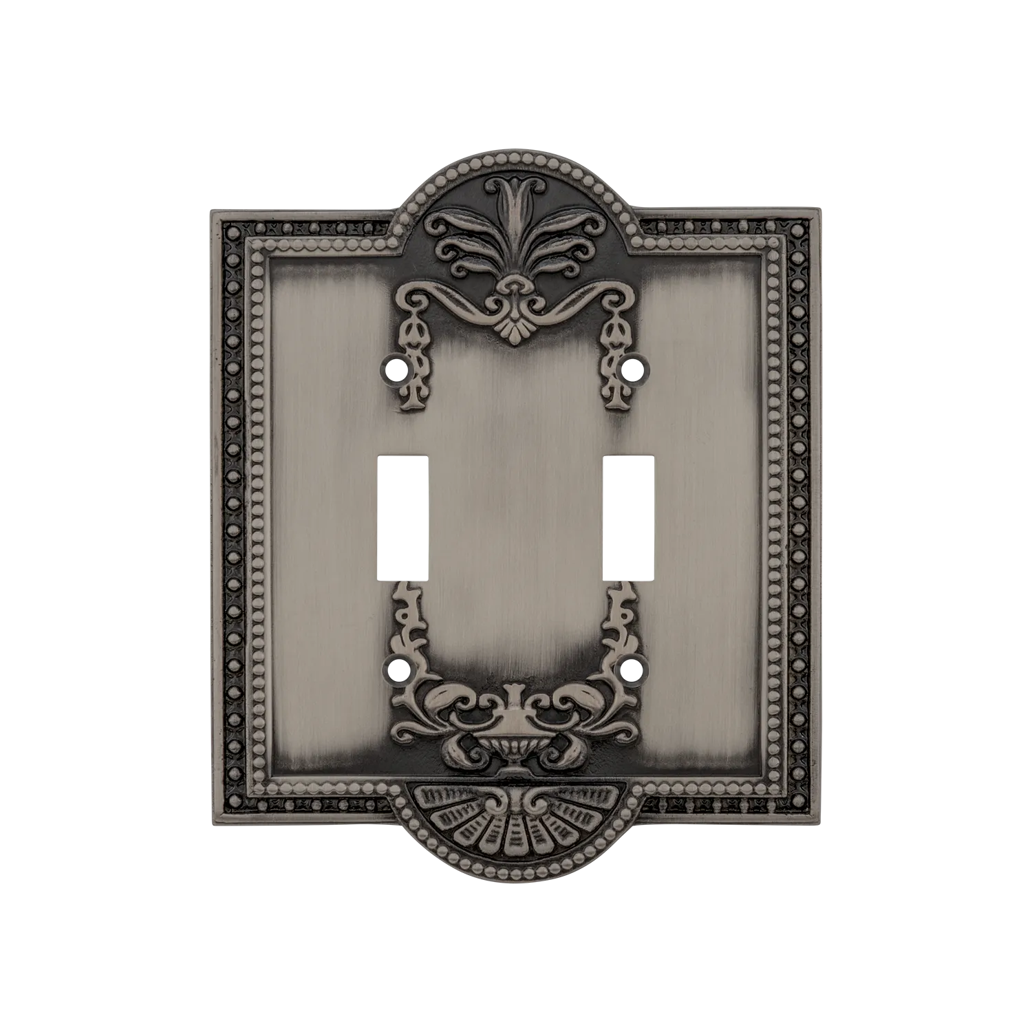 Meadows Switch Plate with Double Toggle in Antique Pewter