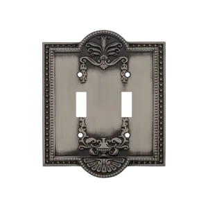 Meadows Switch Plate with Double Toggle in Antique Pewter