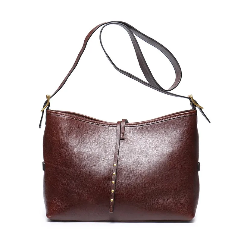 Medium Vegetable Tanned Leather Crossbody Handbag