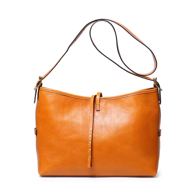 Medium Vegetable Tanned Leather Crossbody Handbag