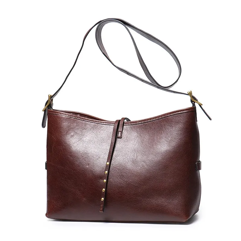 Medium Vegetable Tanned Leather Crossbody Handbag