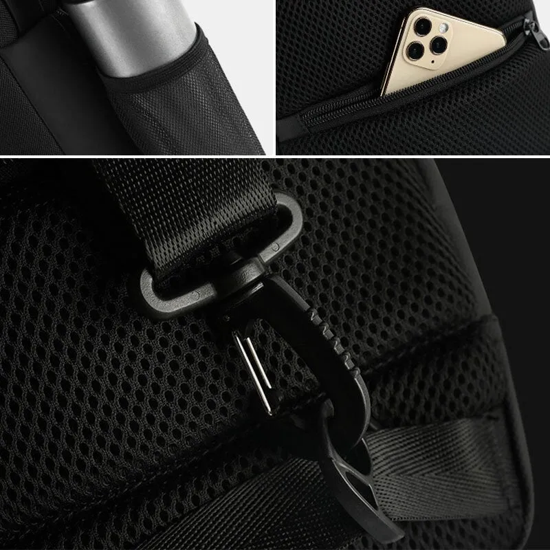 Men Oxford Anti-theft Code Lock Design Waterproof Chest Bag Large Capacity USB Charging Multifunction Crossbody Bag Shoulder