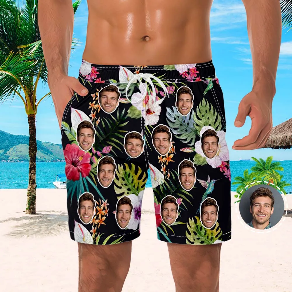 Men's Custom Face Beach Trunks All Over Print Photo Shorts - Street Style