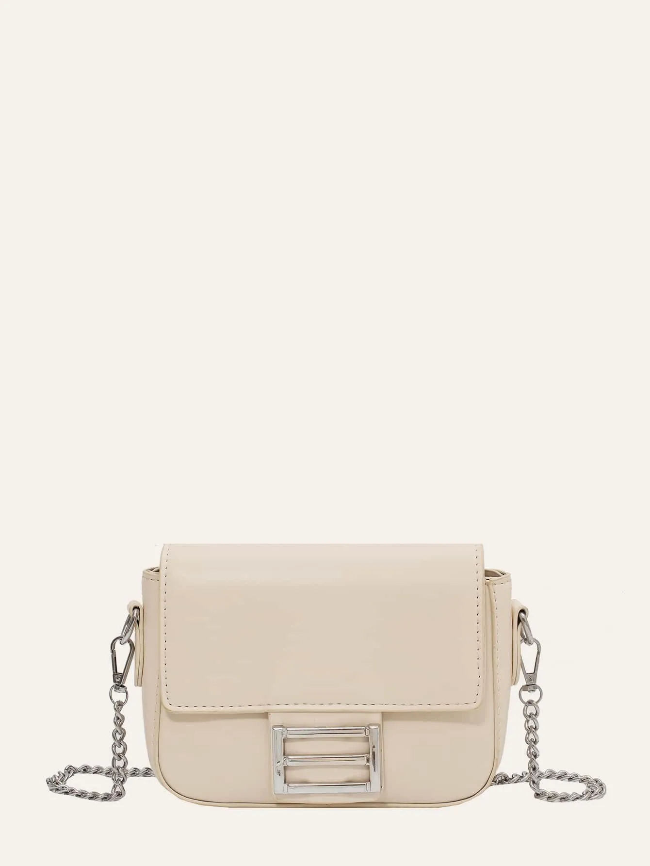 Metal Decor Flap Chain Crossbody Bag