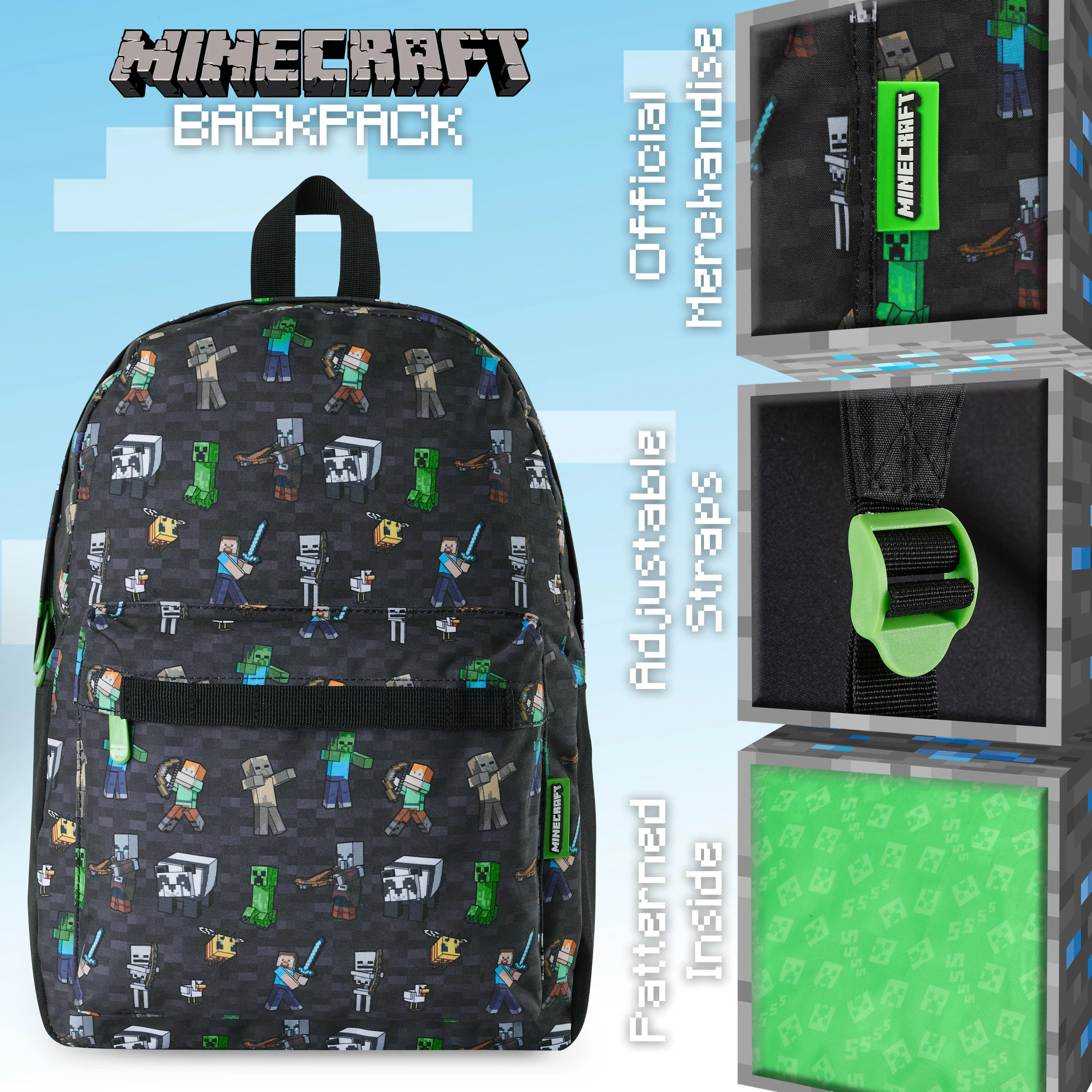 Minecraft Backpack, Kids Backpack, Boys School Bag, Minecraft Gifts