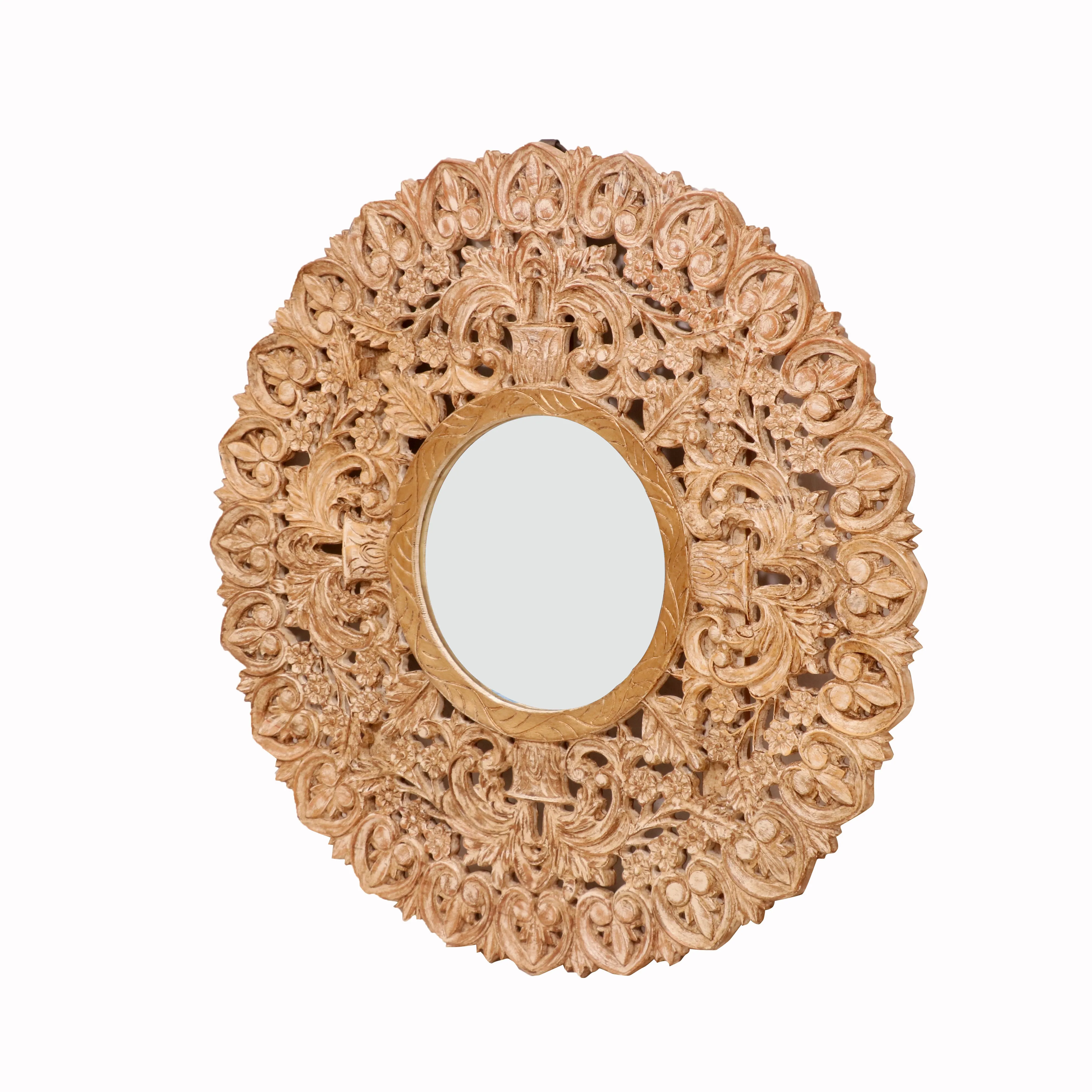 Mini Intricate Carved Wooden Mirror