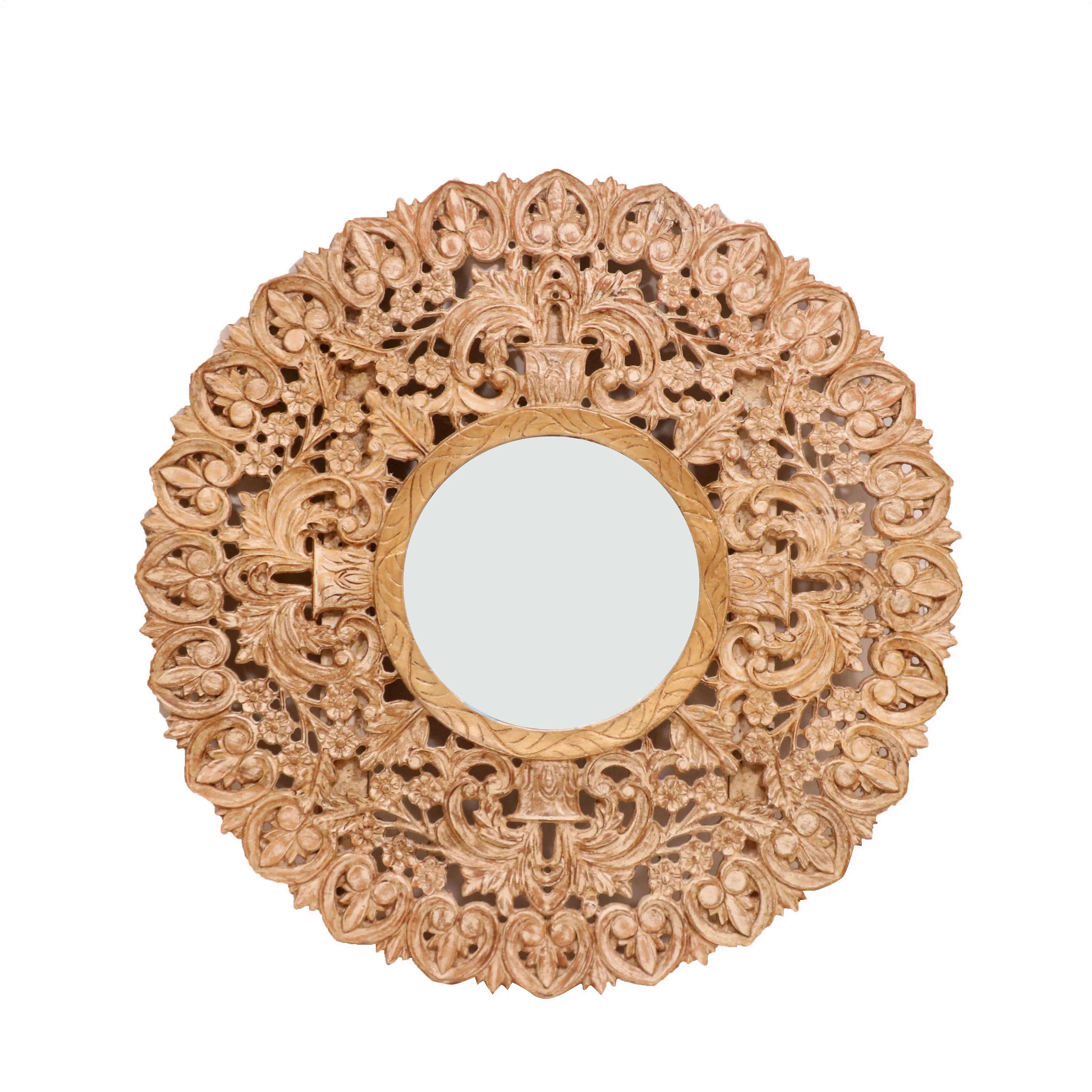 Mini Intricate Carved Wooden Mirror