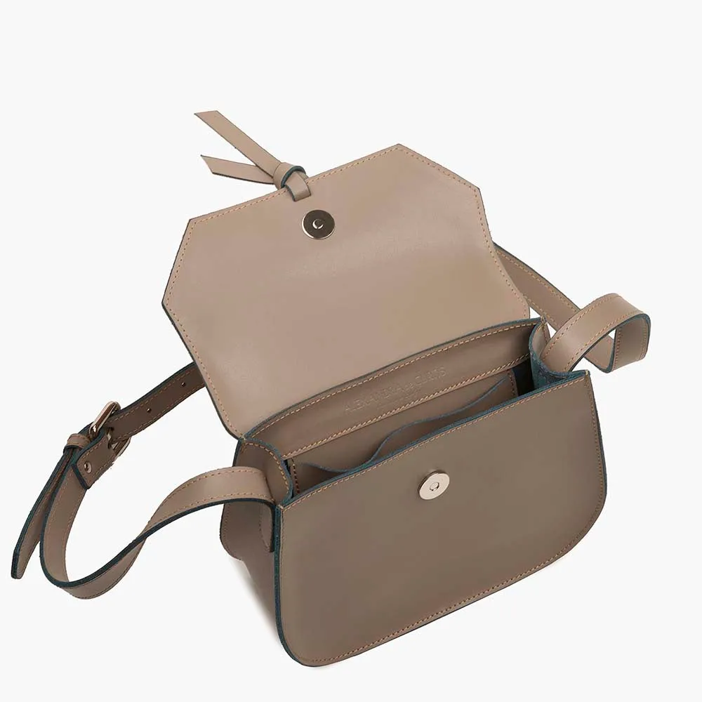 Mini Saddle Leather Crossbody Bag - Fango