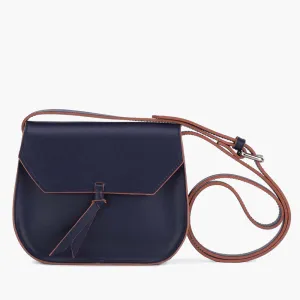 Mini Saddle Leather Crossbody Bag - Navy