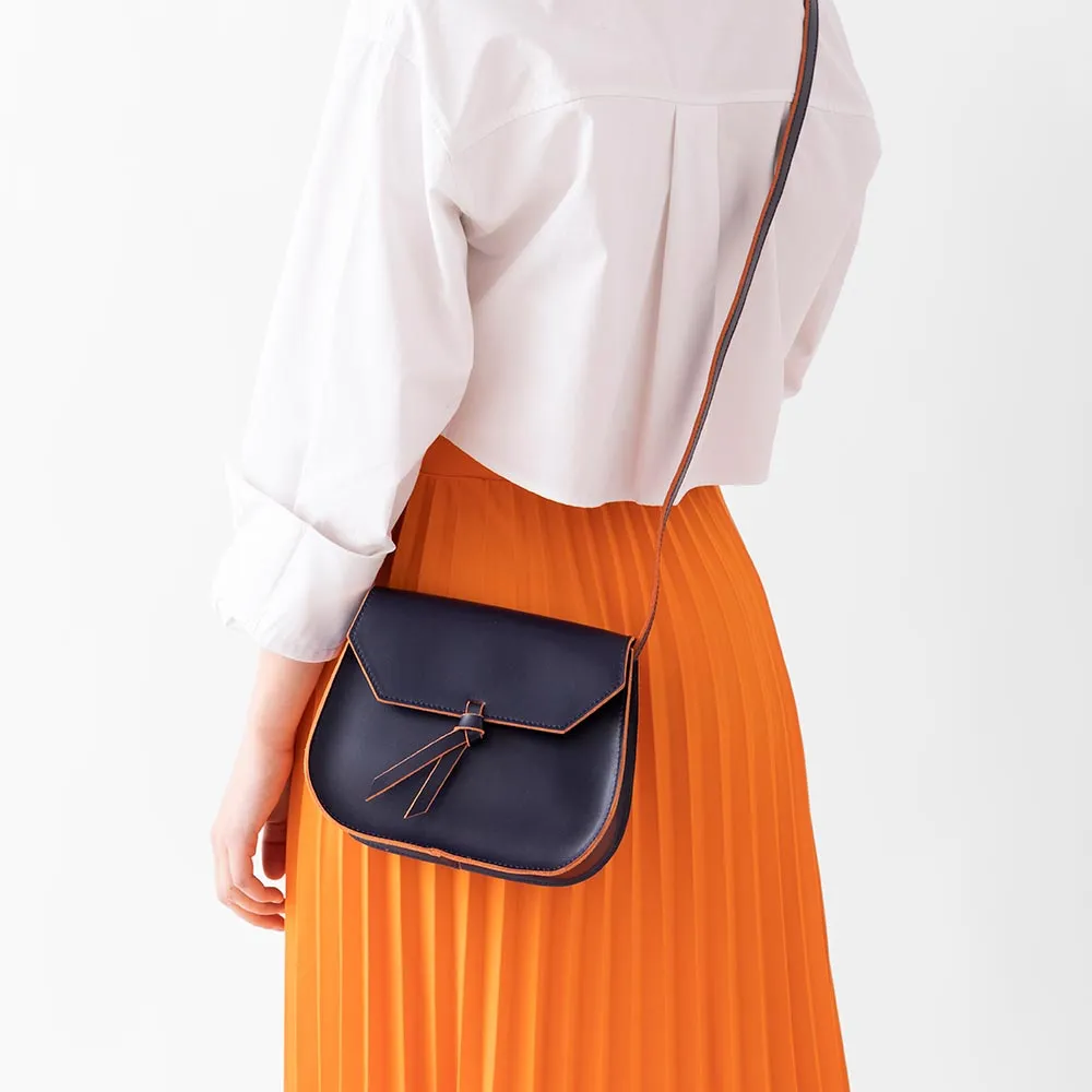 Mini Saddle Leather Crossbody Bag - Navy