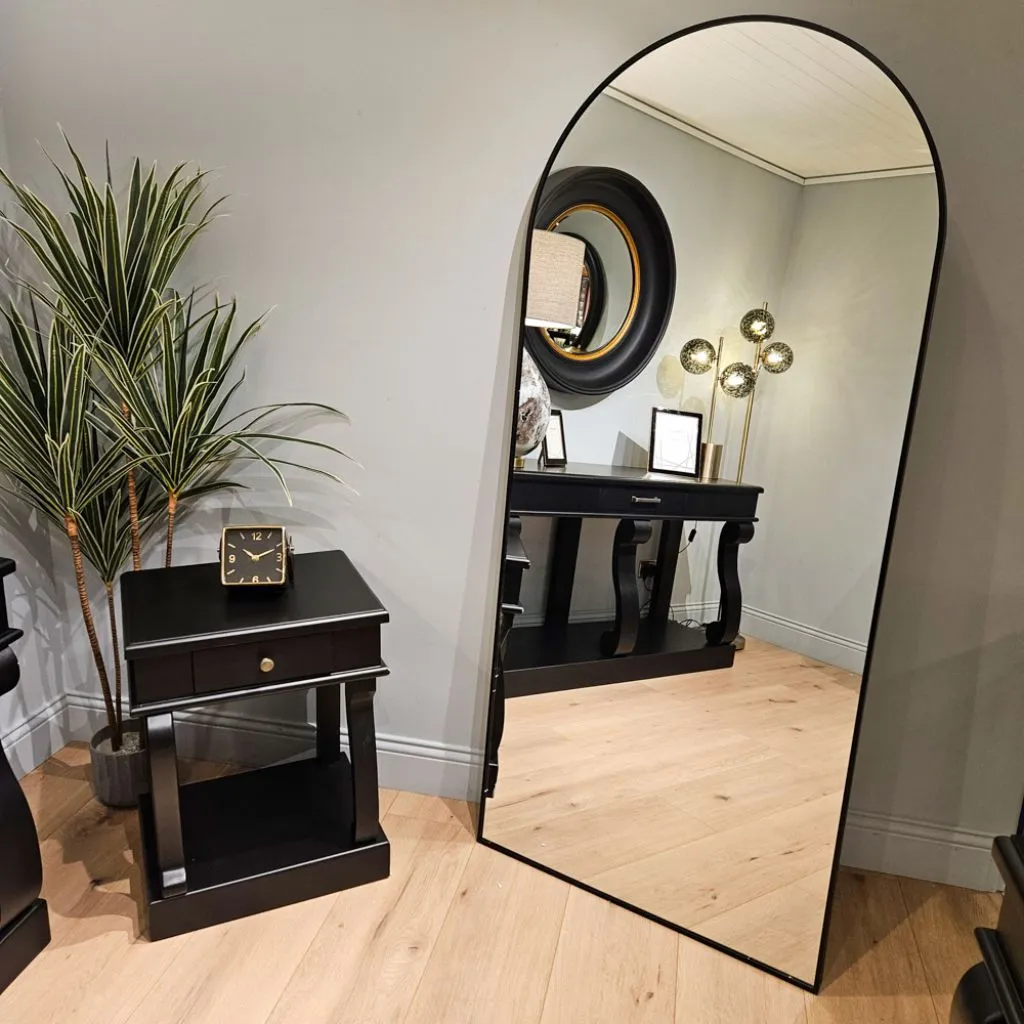 Modena Black 80 x 180cm Arch Leaner Mirror by Tara Lane