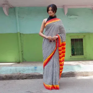 Mulmul Cotton Saree | Haseena Hand Block Print | Multicolour